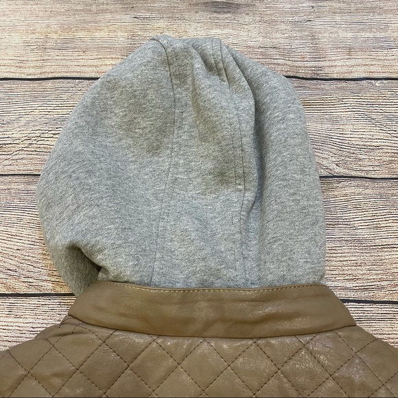 LOVE STUDIO Faux Leather Hoodie Jacket Light Brown - Picture 5 of 12